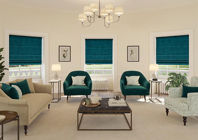 Florence Faux Suede, Ink Blue - Twist&Fit Roman Blind - Image 8
